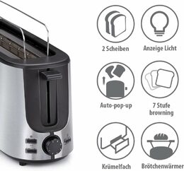 ALPINA Topinkovač na 2 topinky dlouhý nerez ocel 1000W ED-247351