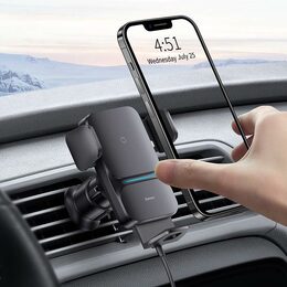 Univerzální držák do ventilační mřížky Baseus Wisdom Auto Alignment s bezdrátovým nabíjením černý