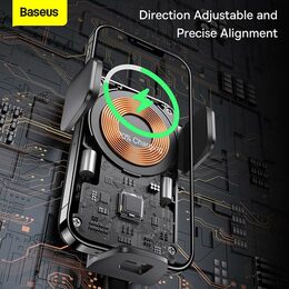 Univerzální držák do ventilační mřížky Baseus Wisdom Auto Alignment s bezdrátovým nabíjením černý