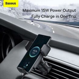 Univerzální držák do ventilační mřížky Baseus Wisdom Auto Alignment s bezdrátovým nabíjením černý