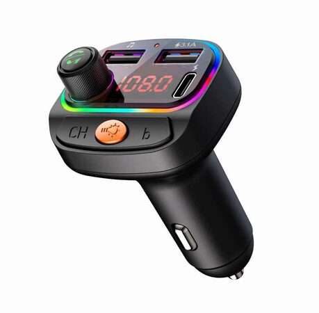 SWISSTEN Bluetooth USB  FM Transmitter RGB + USB-C, USB-A 15,5W.