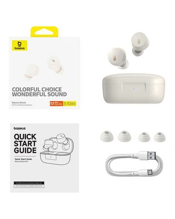 Bluetooth sluchátka Baseus Bowie E18 bílá