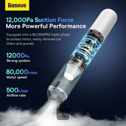 Akumulátorový vysavač do auta Baseus A3lite 12000Pa bílý