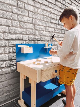 small foot Dětský ponk modrý s příslušenstvím