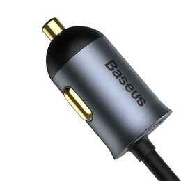 Rychlonabíječka do auta Baseus 3xUSB/1xUSB-C120W s prodlužovacím kabelem 1,5m šedý