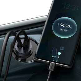 Rychlonabíječka do auta Baseus 3xUSB/1xUSB-C120W s prodlužovacím kabelem 1,5m šedý
