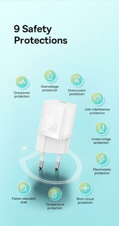 Rychlonabíječka do sítě Baseus GaN5 Mini 30W EU bílá
