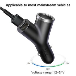 Nabíječka do auta Baseus typ Y 2x USB 40W + Cigarette Lighter Extended černá