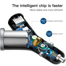 Nabíječka do auta Baseus typ Y 2x USB 40W + Cigarette Lighter Extended černá