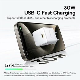 Rychlonabíječka do sítě Baseus Palm 30W USB-C PD QC 3.0 bílá