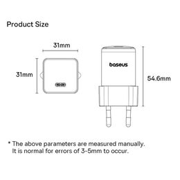 Rychlonabíječka do sítě Baseus Palm 30W USB-C PD QC 3.0 bílá