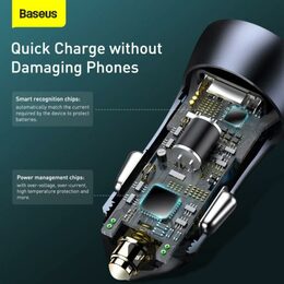 Rychlonabíječka do auta Baseus Golden Contactor Pro Dual USB+USB-C 40W s kabelem USB/USB-C 5A 1m