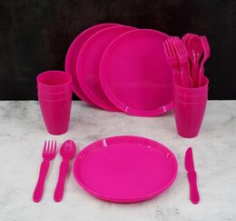 EXCELLENT Pikniková sada nádobí v boxu 31 ks růžová KO-030001750ruzo