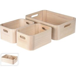 EXCELLENT Sada dřevěných úložných boxů 3 ks přírodní KO-KR8000160