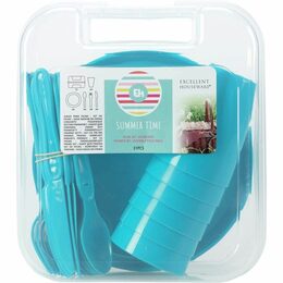 EXCELLENT Pikniková sada nádobí v boxu 31 ks modrá KO-030001750modr