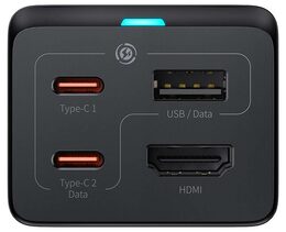 Rychlonabíječka do sítě Baseus GaN5 Pro 67W 2x USB-C/USB-A/HDMI černá a USB-C kabel 100W 1m