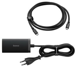 Rychlonabíječka do sítě Baseus GaN5 Pro 67W 2x USB-C/USB-A/HDMI černá a USB-C kabel 100W 1m