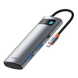 Dokovací stanice Baseus 7v1 (USB-C PD 100W, USB-C, 2x USB 3.0, HDMI, SD/TF port) šedá