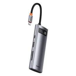 Dokovací stanice Baseus 7v1 (USB-C PD 100W, USB-C, 2x USB 3.0, HDMI, SD/TF port) šedá