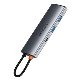 Dokovací stanice Baseus 7v1 (USB-C PD 100W, USB-C, 2x USB 3.0, HDMI, SD/TF port) šedá