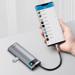Dokovací stanice Baseus 7v1 (USB-C PD 100W, USB-C, 2x USB 3.0, HDMI, SD/TF port) šedá