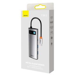 Dokovací stanice Baseus 7v1 (USB-C PD 100W, USB-C, 2x USB 3.0, HDMI, SD/TF port) šedá