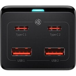 Rychlonabíječka do sítě Baseus GaN3 Pro, 2x USB-C, 2x USB + AC 100W s kabelem USB-C/USB-C černá
