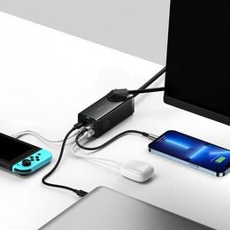 Rychlonabíječka do sítě Baseus GaN3 Pro, 2x USB-C, 2x USB + AC 100W s kabelem USB-C/USB-C černá