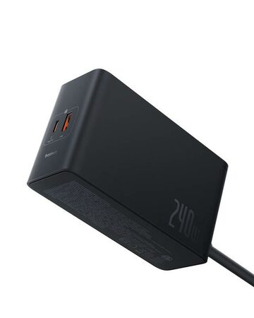 Nabíjecí stanice Baseus Digital Charger 240W GaN, 3xUSB-C, USB+ DC, 1m kabel černá
