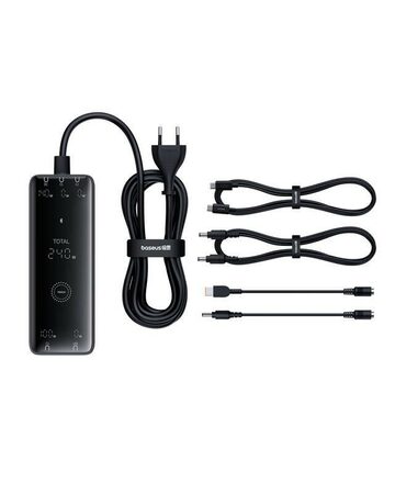 Nabíjecí stanice Baseus Digital Charger 240W GaN, 3xUSB-C, USB+ DC, 1m kabel černá