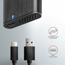 Externí box AXAGON EEM2-SBC , USB-C 3.2 Gen 2 - M.2 SATA SSD kovový RAW box, bezšroubkový