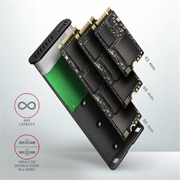 Externí box AXAGON EEM2-SBC , USB-C 3.2 Gen 2 - M.2 SATA SSD kovový RAW box, bezšroubkový