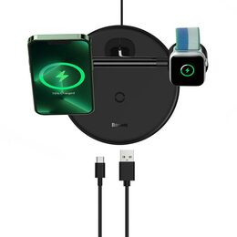 Bezdrátový nabíjecí stojánek Baseus Simple Swan 3in1 20W USB-C černý