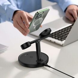 Bezdrátový nabíjecí stojánek Baseus Simple Swan 3in1 20W USB-C černý
