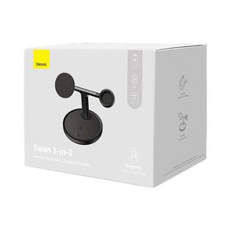 Bezdrátový nabíjecí stojánek Baseus Simple Swan 3in1 20W USB-C černý