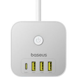 Prodlužovací kabel Baseus PowerCombo Cube 3x zásuvka + 3x USB + 1x USB-C 20W 1.5m bílý
