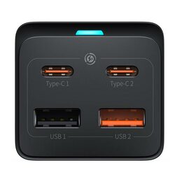 Rychlonabíječka do sítě Baseus GaN3 Pro, 2x USB-C, 2x USB + AC 65W černá