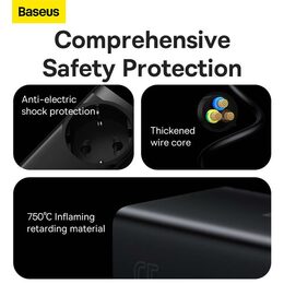 Rychlonabíječka do sítě Baseus GaN3 Pro, 2x USB-C, 2x USB + AC 65W černá
