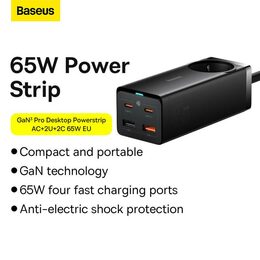 Rychlonabíječka do sítě Baseus GaN3 Pro, 2x USB-C, 2x USB + AC 65W černá