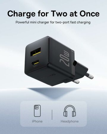 Rychlonabíječka do sítě Baseus Palm 20W 1xUSB 1xUSB-C PD QC 3.0 černá