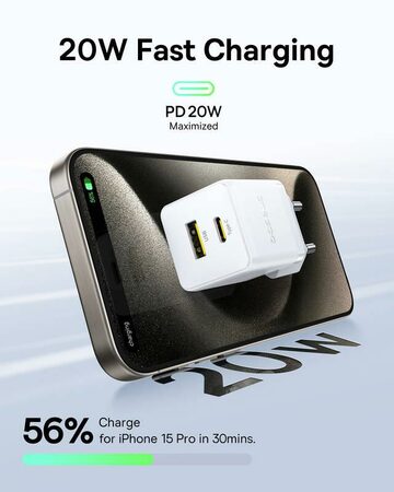 Rychlonabíječka do sítě Baseus Palm 20W 1xUSB 1xUSB-C PD QC 3.0 bílá