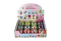 Stavebnice mini květina plast 6cm mix druhů v kouli 12ks v boxu