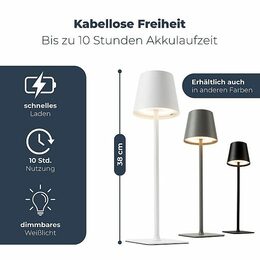 Classbach TL 4025 LED Dobíjecí stolní lampa bílá 38 cm