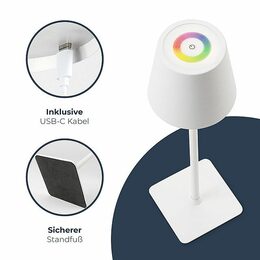 Classbach TL 4025 LED Dobíjecí stolní lampa bílá 38 cm