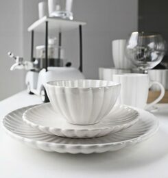 HIT Jídelní sada talířů porcelánová PEARL 18 ks bílá HT-24327901