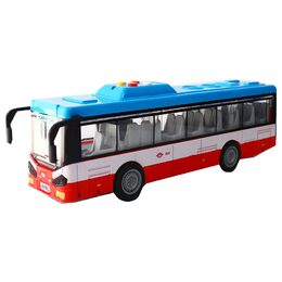 Městský autobus na setrvačník s osvětlením a zvukem - červený
