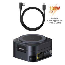 Bezdrátová nabíječka 2v1 Baseus PicoGo Series Qi2 67W kompatibilní s MagSafe černá