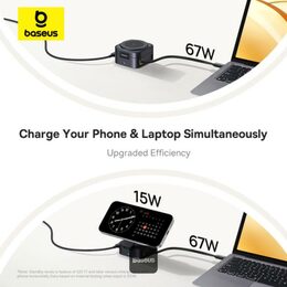 Bezdrátová nabíječka 2v1 Baseus PicoGo Series Qi2 67W kompatibilní s MagSafe černá