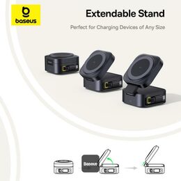Bezdrátová nabíječka 2v1 Baseus PicoGo Series Qi2 67W kompatibilní s MagSafe černá