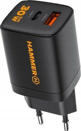Nabíječka do sítě Hammer RapidCharge Duo 30W, 1xUSB, 1xUSB-C černá